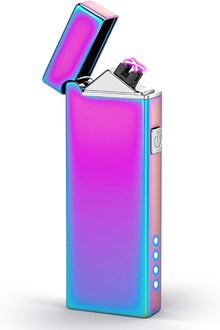 Electric Lighter USB Rechargeable Plasma Lighters Cool Pocket Lighter Men | Windproof Dual Arc. Battery Indicator. Christmas Stocking Stuffers. Birthday Gifts for Men Father Husband (Gunmetal Gray)