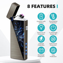 Electric Lighter USB Rechargeable Plasma Lighters Cool Pocket Lighter Men | Windproof Dual Arc. Battery Indicator. Christmas Stocking Stuffers. Birthday Gifts for Men Father Husband (Gunmetal Gray)