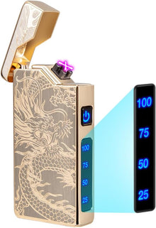 Electric Lighter Rechargeable Plasma Lighter Men Cool Ace Pocket Lighters | Windproof Dual Arc. Led Battery Display. USB Charging. Christmas Stocking Stuffers. Birthday Gifts for Men Father (Black Ace)