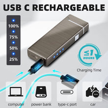 Electric Lighter USB Rechargeable Plasma Lighters Cool Pocket Lighter Men | Windproof Dual Arc. Battery Indicator. Christmas Stocking Stuffers. Birthday Gifts for Men Father Husband (Gunmetal Gray)
