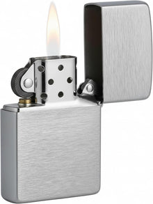 Zippo Classic Brushed Chrome Pocket Lighter - Windproof & Refillable Flip-Top Metal Lighter - Everyday Use Pocket Lighters - Luxury Lighters Made in USA