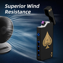 Electric Lighter Rechargeable Plasma Lighter Men Cool Ace Pocket Lighters | Windproof Dual Arc. Led Battery Display. USB Charging. Christmas Stocking Stuffers. Birthday Gifts for Men Father (Black Ace)