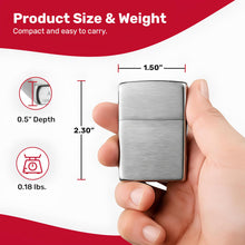 Zippo Classic Brushed Chrome Pocket Lighter - Windproof & Refillable Flip-Top Metal Lighter - Everyday Use Pocket Lighters - Luxury Lighters Made in USA
